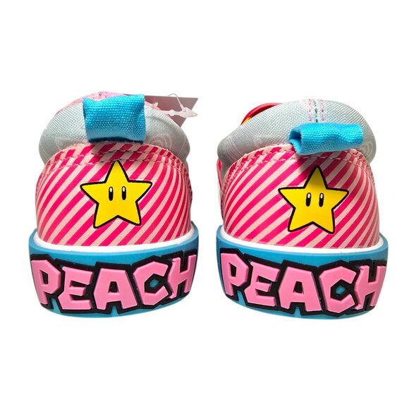 Super Mario Princess Peach Sneakers Slip-On Twin Gore Big & Little Girls 3D Logo - Picture 4 of 8
